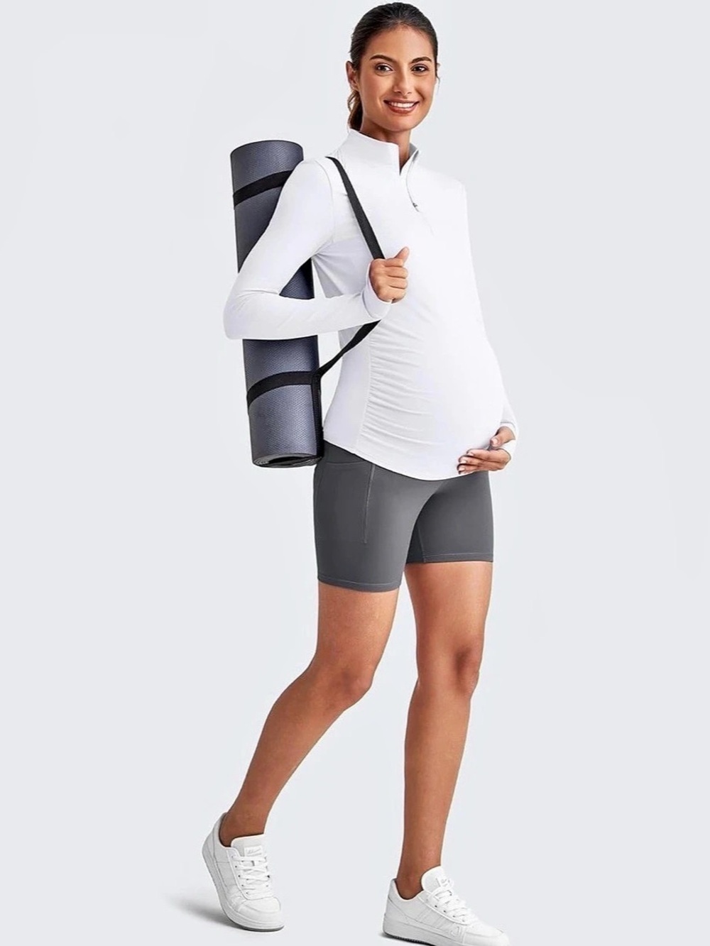Like new Lightweight Maternity Long Sleeve Workout Top UPF 50+ Half Zip Sun Shir